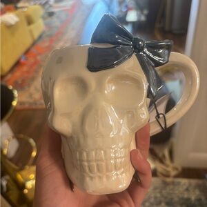 Skull Mug with Blue Bow